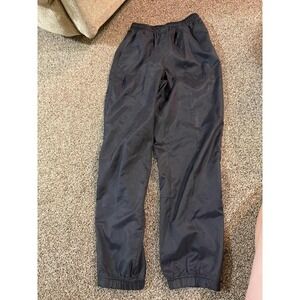 Vintage Nike Black Nylon Track Pants Women Small Windbreaker Joggers Swoosh Logo